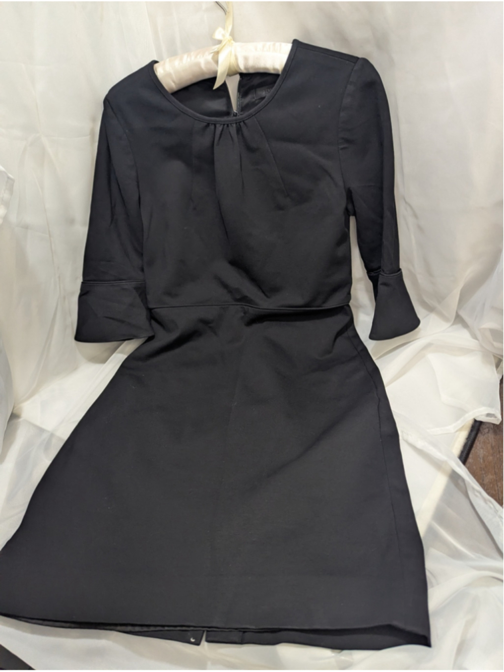 Women's J.Crew Black Petite 6P Midi Dress - Picture 2 of 8